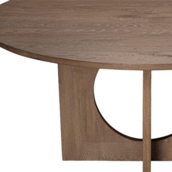 60" Wood Pedestal Base Round Top Dining Table - Brown