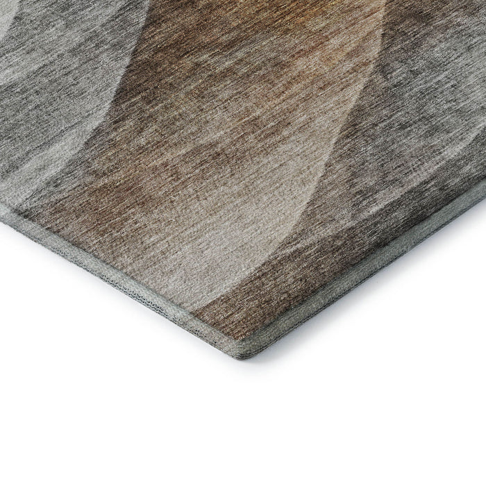 10' X 14' Abstract Washable Area Rug With UV Protection (688207) - Khaki / Ivory / Gray