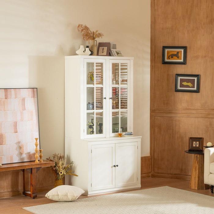 Giga retro style hutch cabinet with glass door, china cabinet for home storage and display, featuring wooden shelves and vintage design.