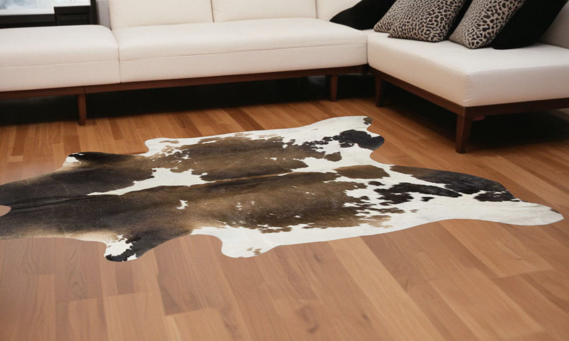 72" x 84" Cowhide - Rug - Taupe And White