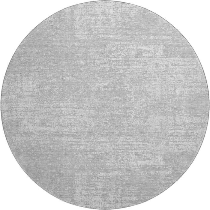 8' Abstract Washable Round Rug With UV Protection (667141) - Silver / Gray