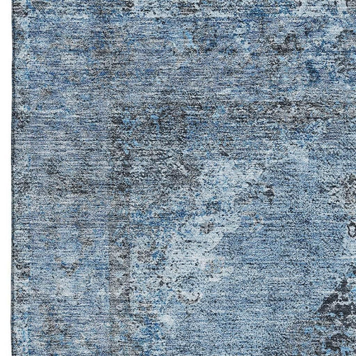 10' X 14' Medallion Washable Area Rug With UV Protection (714835) - Denim Blue / Gray