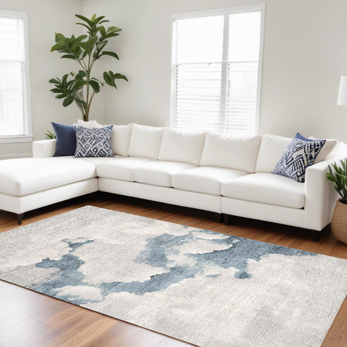 8' x 10' Abstract Area Rug - Gray And Blue