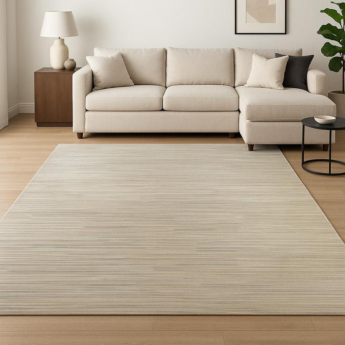 8' X 10' Contemporary Abstract Hand Knotted Area Rug - Beige
