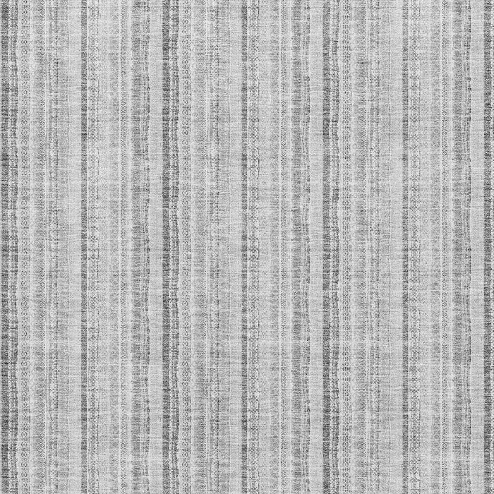 10' X 14' Striped Washable Area Rug With UV Protection (677579) - Silver / Gray