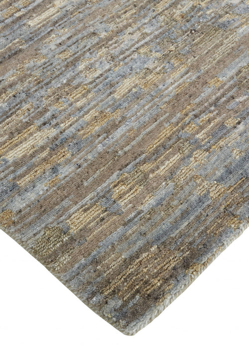 5' x 8' Wool Abstract Hand Knotted Area Rug - Brown And Gray