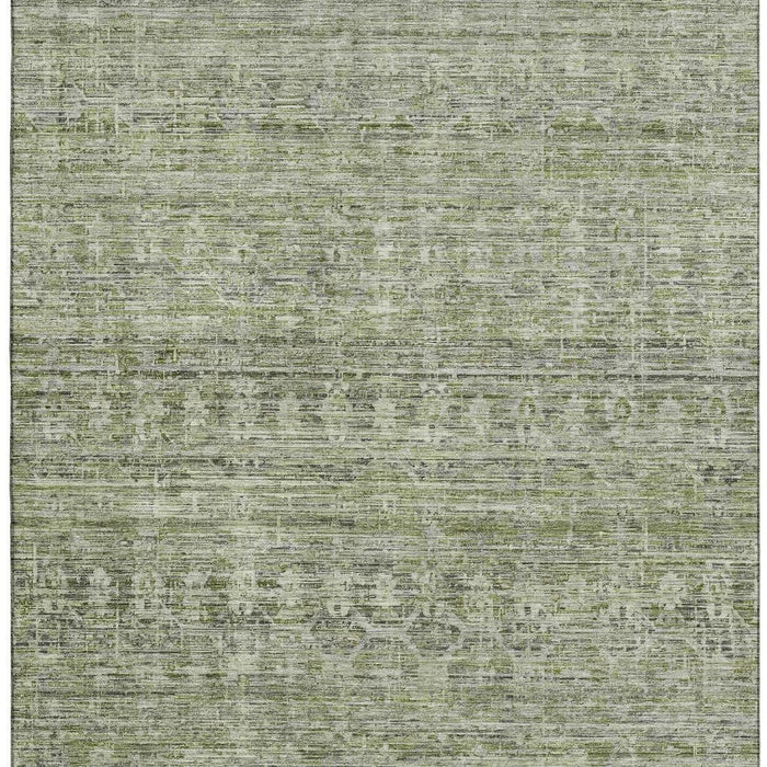 10' X 14' Striped Washable Area Rug With UV Protection (699969) - Green / Gray