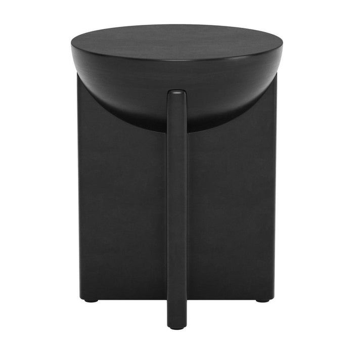 20" Wood Round Pedestal End Table - Black