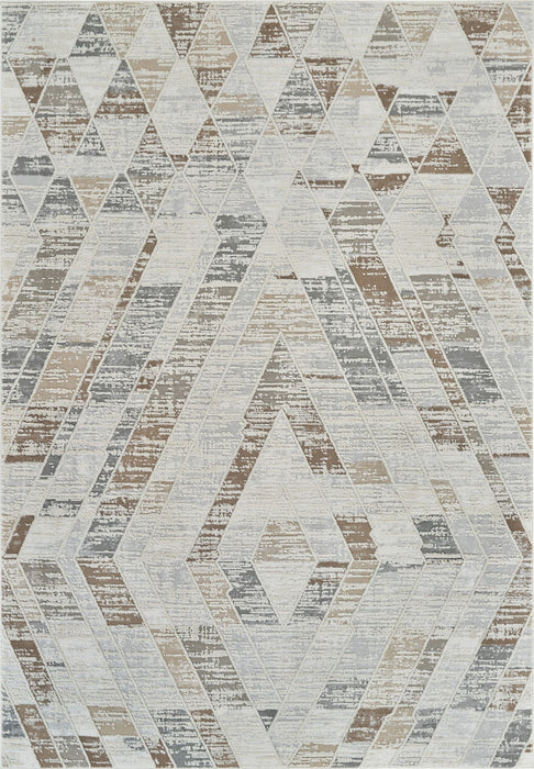 8' x 11' Modern Abstract Distressed Polypropylene Area Rug - Beige And Brown