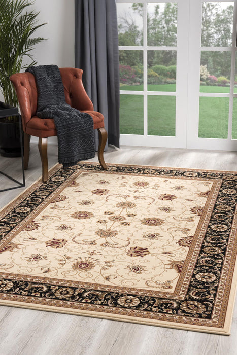 10' x 13' Oriental Washable Non Skid Area Rug - Black And Tan