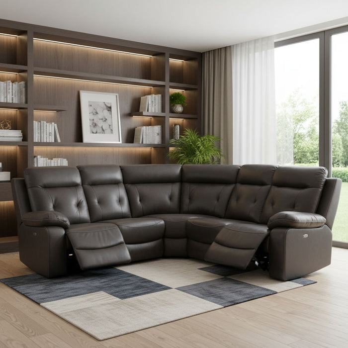 Polyester Blend Power Reclining U Shaped Three Piece Corner Sectional - Dark Gray