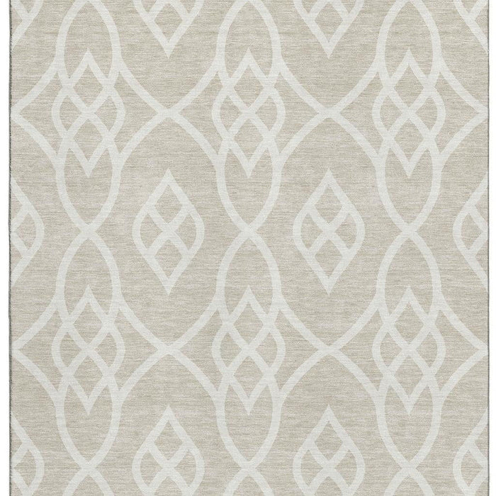 10' X 14' Trellis Washable Area Rug With UV Protection (670243) - Beige / Ivory