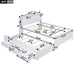 White Giga full size platform bed with storage LED headboard, twin trundle, and three drawers in a modern bedroom setting.