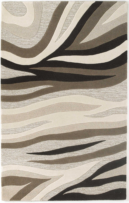 5' x 8' Hand Tufted Abstract Waves Indoor Area Rug - Natural Beige