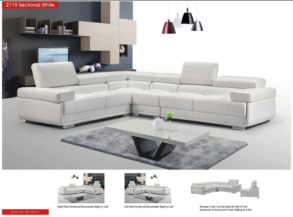 ESF 2119 stationary sectional sofa with plush fabric in a modern living room setting.