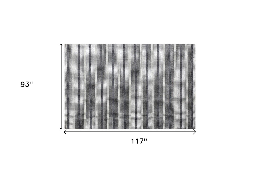 8' x 10' Striped Hand Woven Non Skid Area Rug - Gray And Ivory