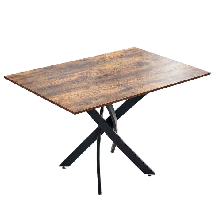 47" Wood And Metal Cross Leg Base Dining Table - Brown