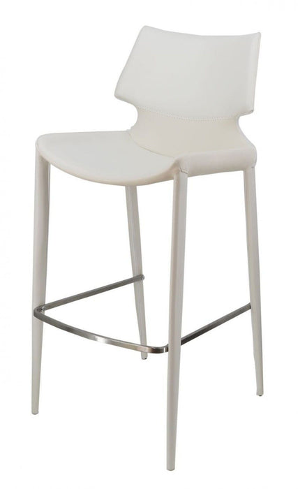 Faux Leather Low Back Bar Height Bar Chairs (Set of 2) - White
