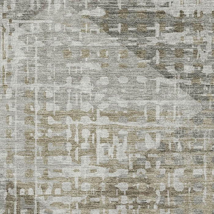10' X 14' Geometric Washable Area Rug With UV Protection (715015) - Pewter / Gray