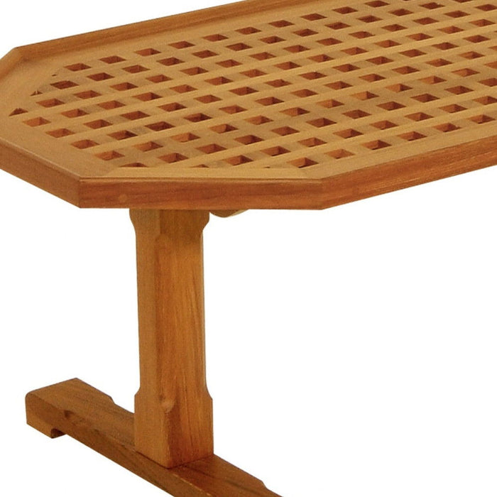 Solid Teak Wood Hexagonal Coffee Table - Brown