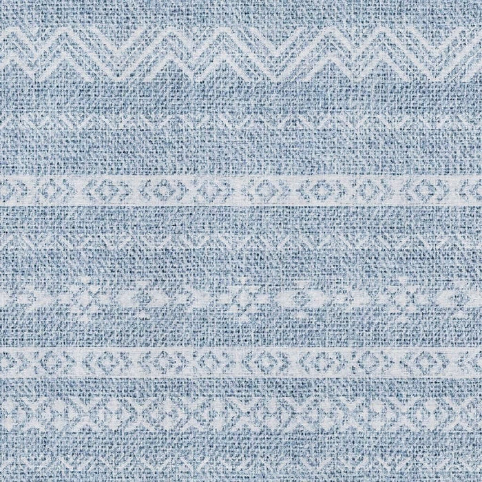8' X 10' Southwestern Washable Area Rug Polyester With UV Protection - Blue And Ivory