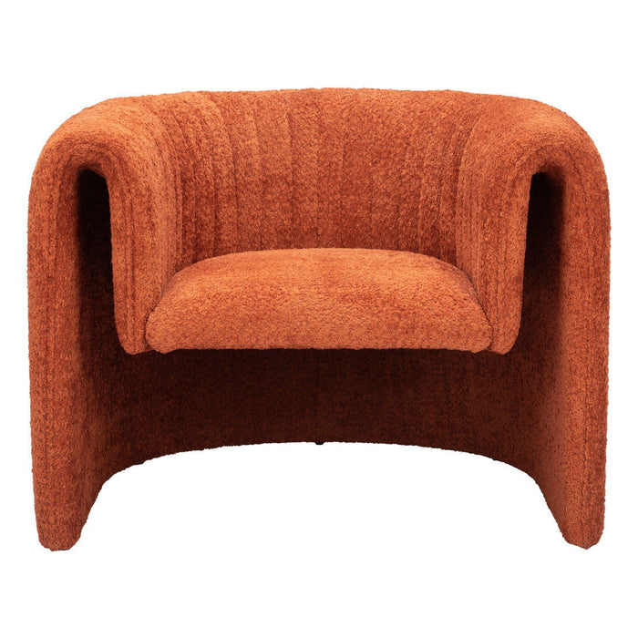 37" Modern Sherpa And Upholstered Tufted Arm Chair - Burnt Orange