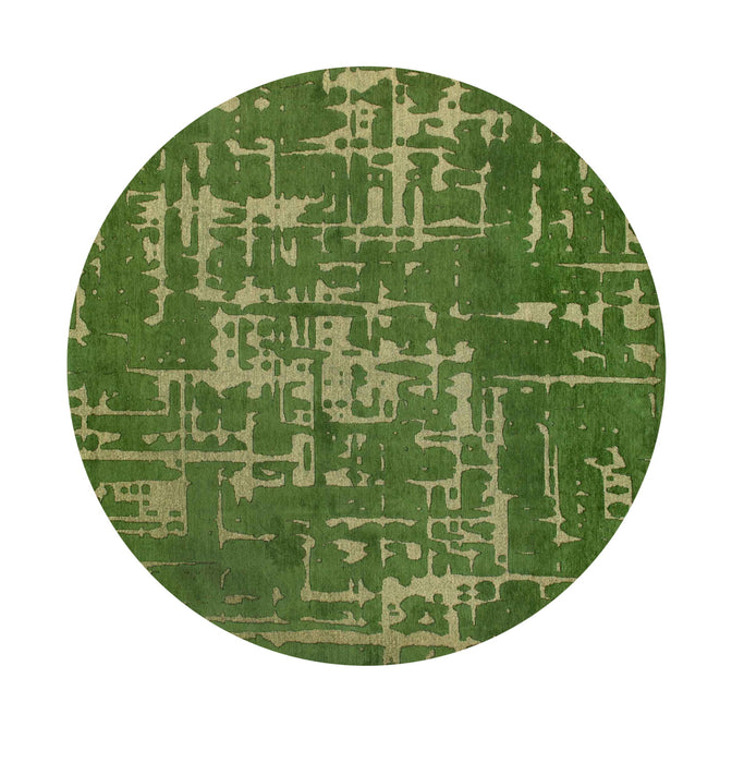 8' Round Abstract Non Skid Area Rug - Green