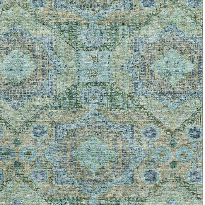 10' X 14' Abstract Geometric Washable Area Rug With UV Protection (708379) - Green / Blue / Beige