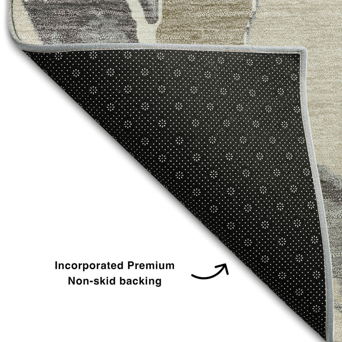 10' X 14' Abstract Washable Area Rug With UV Protection (680229) - Beige / Taupe / Gray