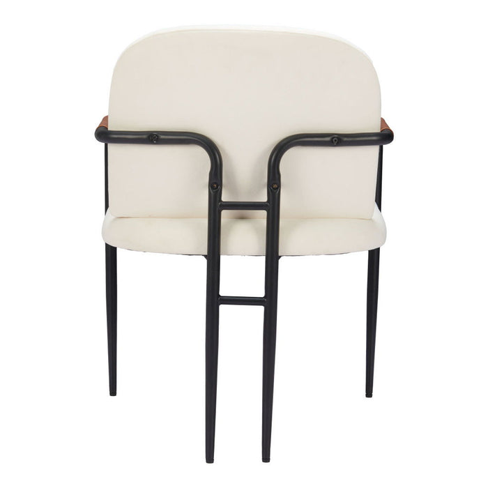 Upholstered Faux Leather Dining Arm Chairs (Set of 2) - Cream