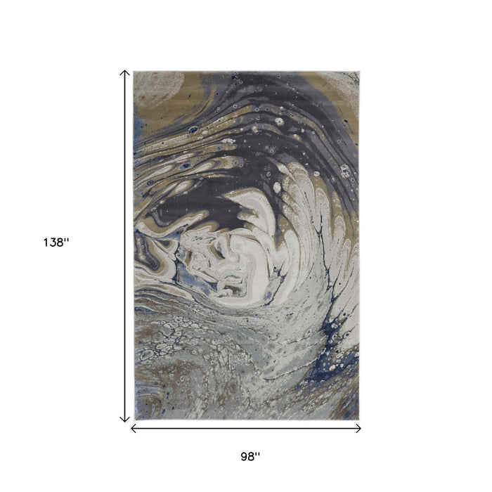 8' X 12' Abstract Area Rug - Gray And Ivory