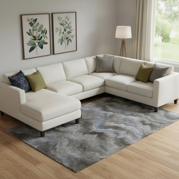 10' X 14' Abstract Washable Area Rug With UV Protection (717662) - Taupe / Gray