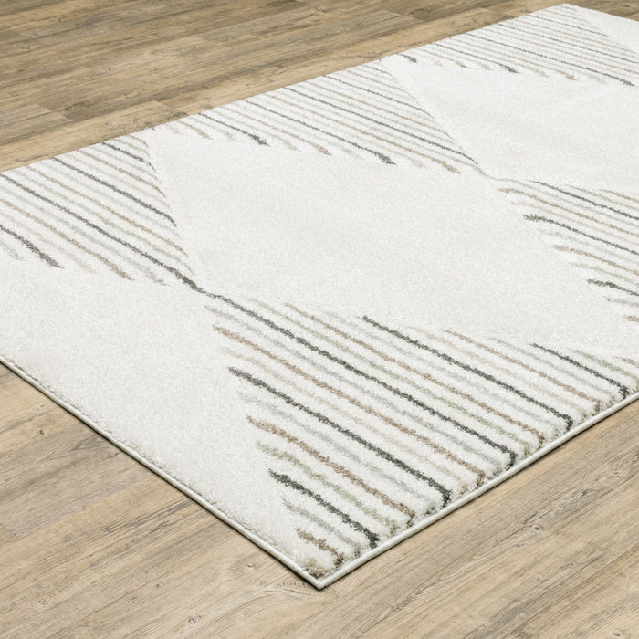 10' x 13' Geometric Power Loom Stain Resistant Area Rug - Beige Gray Sage Green Pale Blue Brown And Charcoal