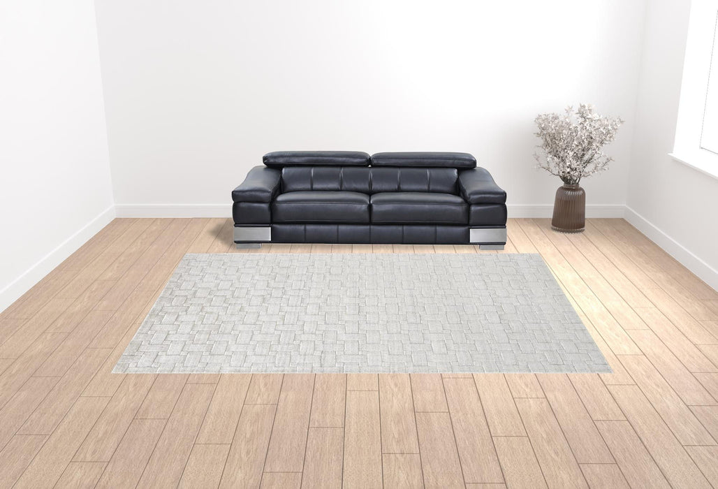 10' x 14' Striped Hand Woven Area Rug - White And Silver