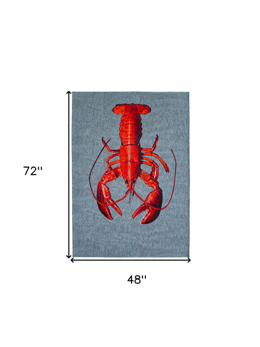 5' X 7' Abstract Washable Area Rug (552028) - Blue / Red