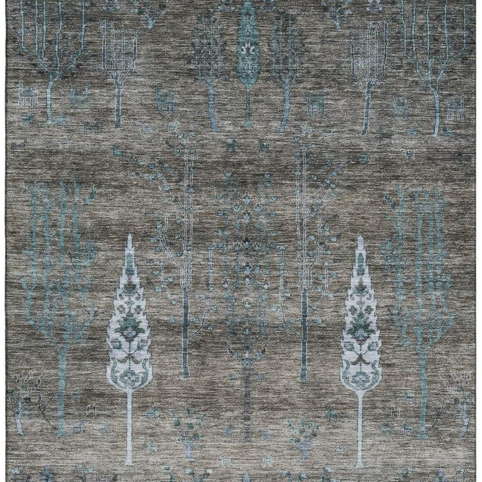 10' X 14' Floral Washable Area Rug With UV Protection (708193) - Brown / Blue