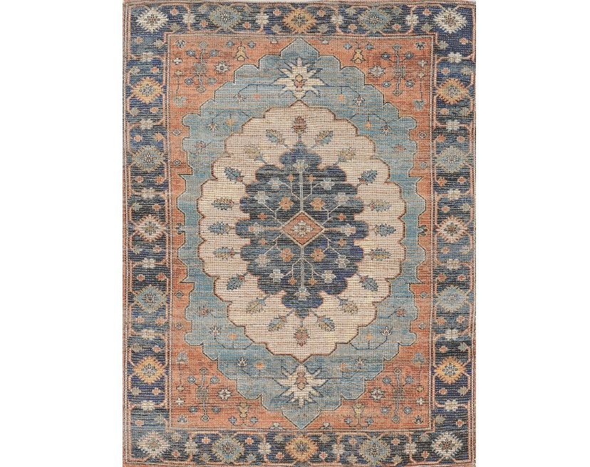 7' x 12' Hand Woven Traditional Medallion Indoor Area Rug - Blue