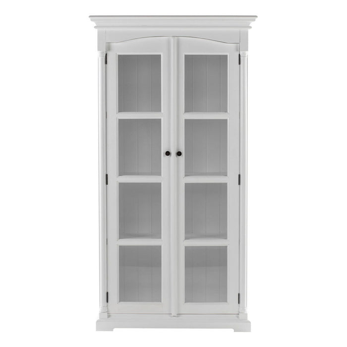 39" Solid Wood Frame Curio Cabinet With Glass Doors - Off White