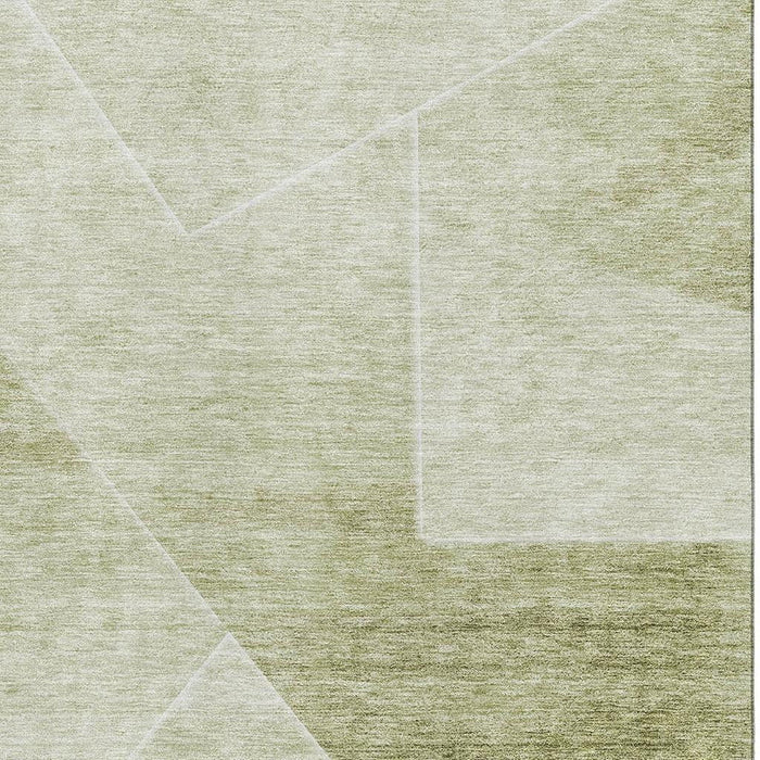 9' X 12' Geometric Washable Area Rug Polyester With UV Protection - Sage And Ivory