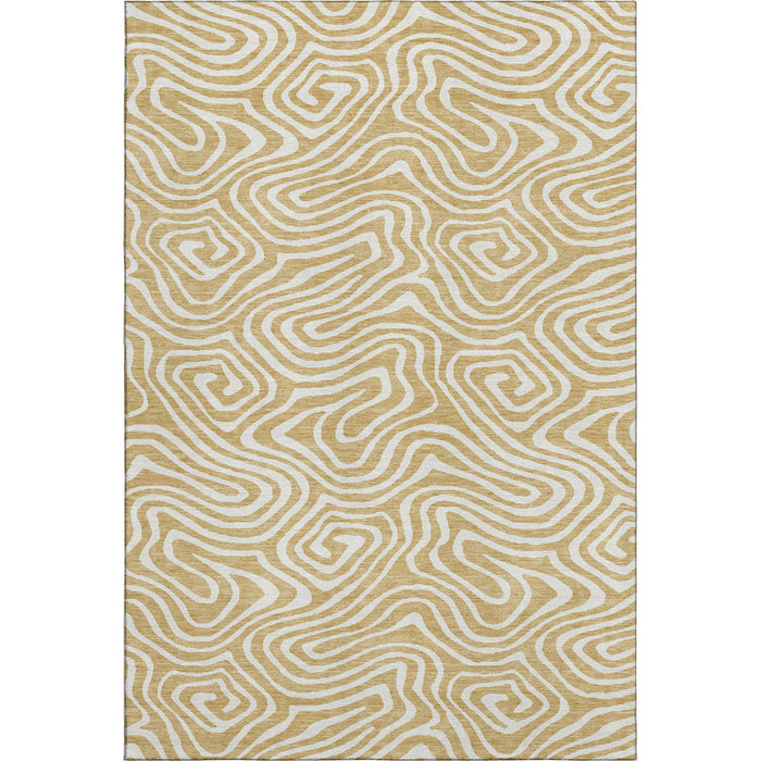 10' X 14' Abstract Washable Area Rug With UV Protection (680085) - Gold / Ivory