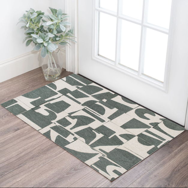 3' X 5' Geometric Washable Area Rug (551963) - Gray / Green