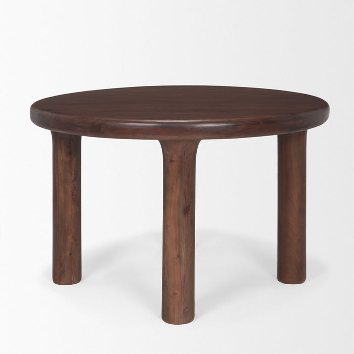 48" Solid Wood Round Top Dining Table - Brown