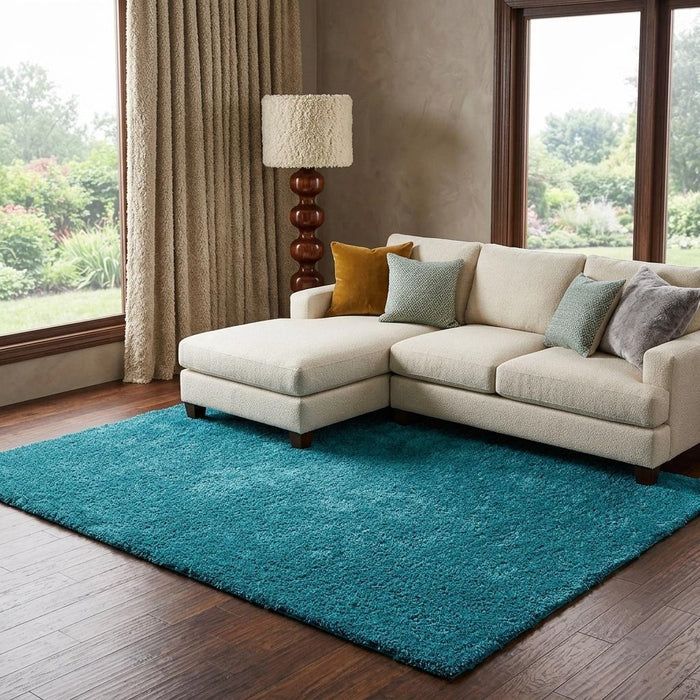 8' X 11' Shag Hand Tufted Area Rug (574443) - Teal