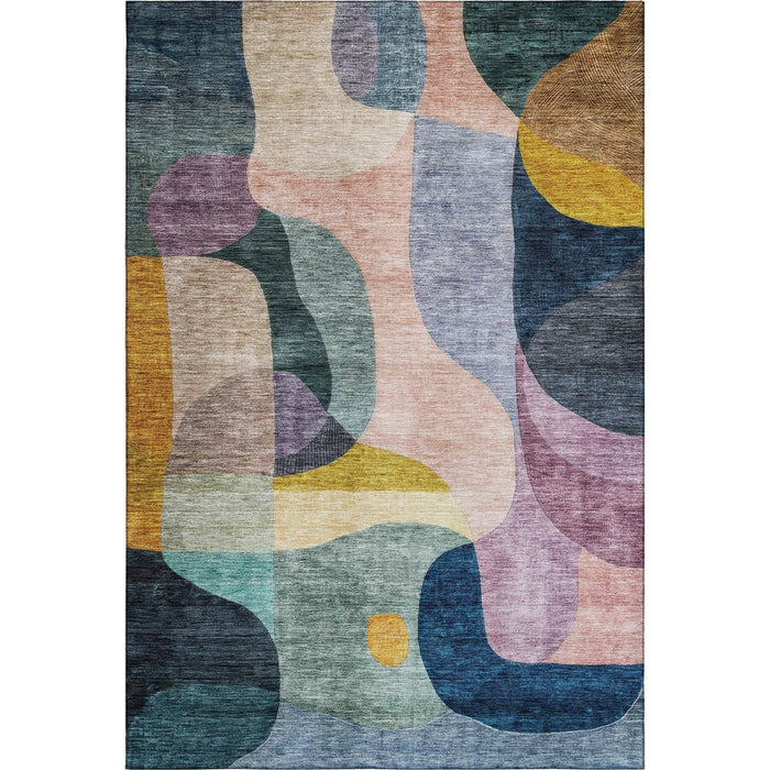 10' X 14' Abstract Geometric Washable Area Rug With UV Protection (684834) - Green / Purple / Gold / Teal