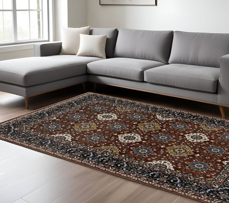 8' X 11' Medallion Area Rug With Fringe - Red