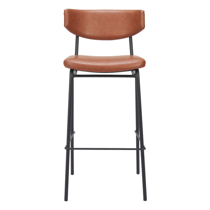 26" Faux Leather And Steel Counter Height Bar Chairs (Set of 2) - Brown And Black