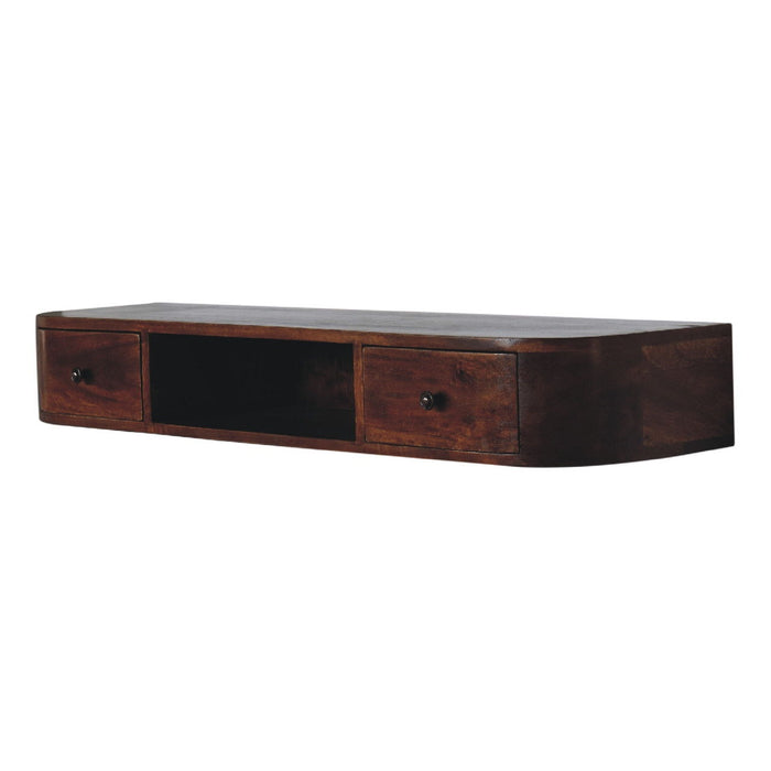 Solid Wood Solid Console Table With Shelf With Two Drawers (719172) - Brown