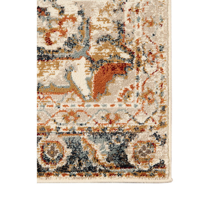 9' x 12' Medallion Power Loom Area Rug - Ivory Tan And Gold