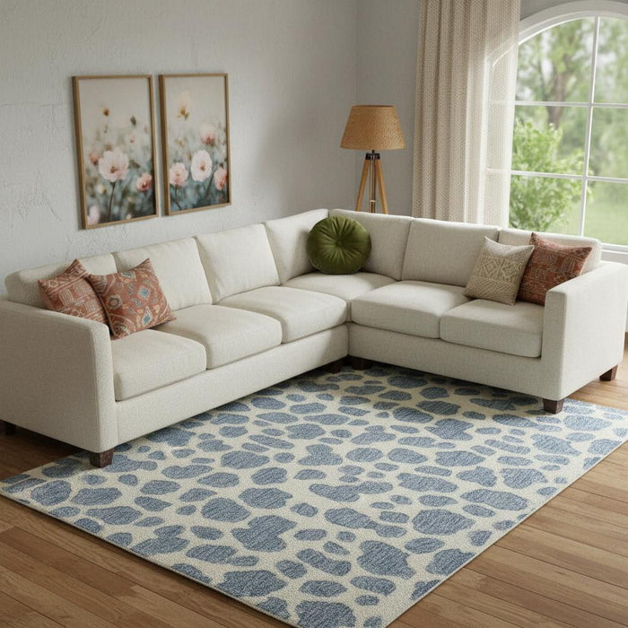 9' X 12' Wool Abstract Hand Tufted Area Rug (722350) - Blue / Ivory