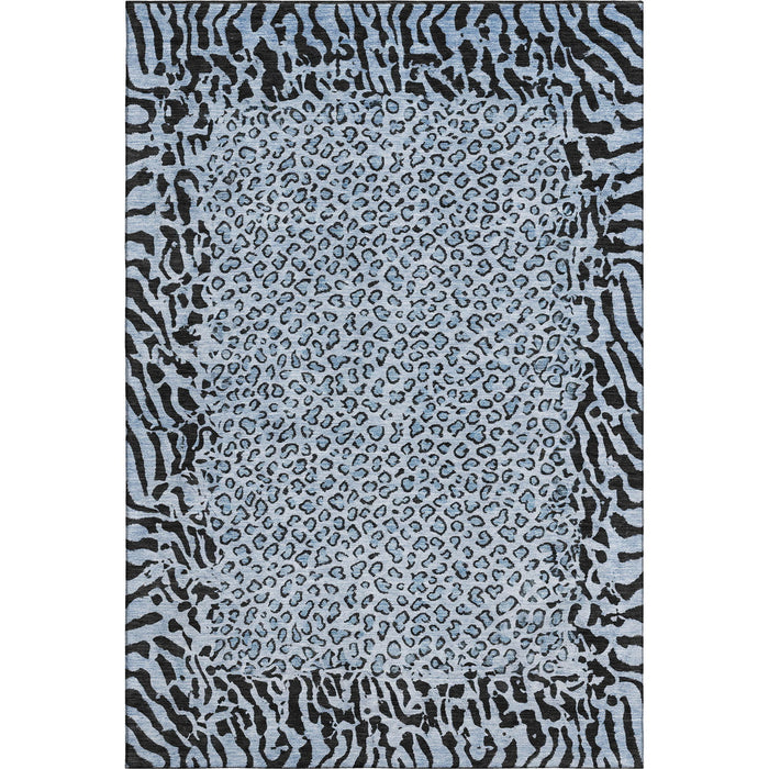 10' X 14' Animal Print Washable Area Rug With UV Protection (692034) - Blue / Black